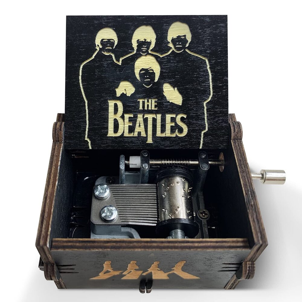 3663 The Beatles Gifts-Hand Crank Engraved Vintage Wooden Music Box,The